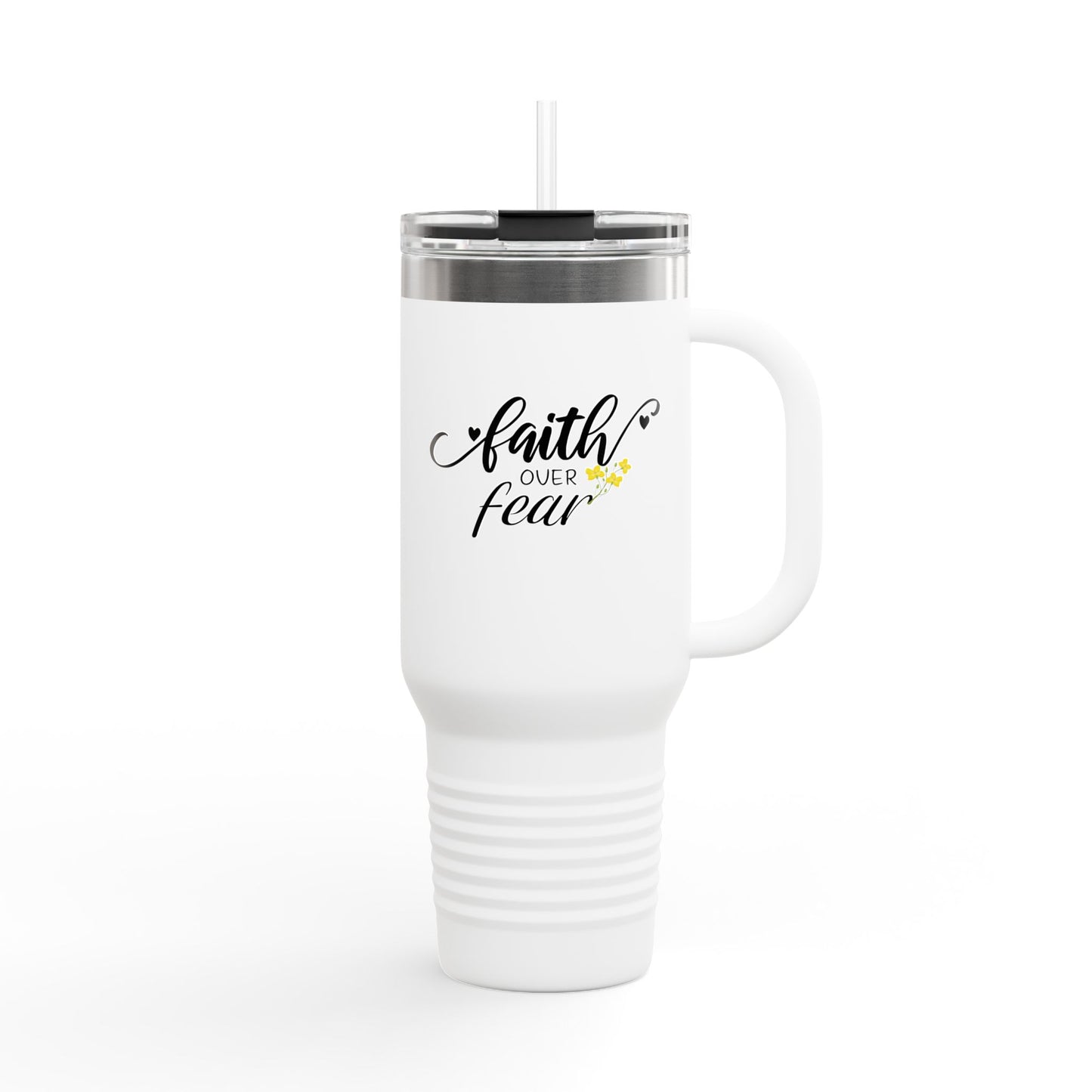 Faith Over Fear Insulated Travel Mug, 40oz | Motivational Drinkware for On-the-Go | Perfect Gift for Adventurers, Coffee, Tea and Water Lovers